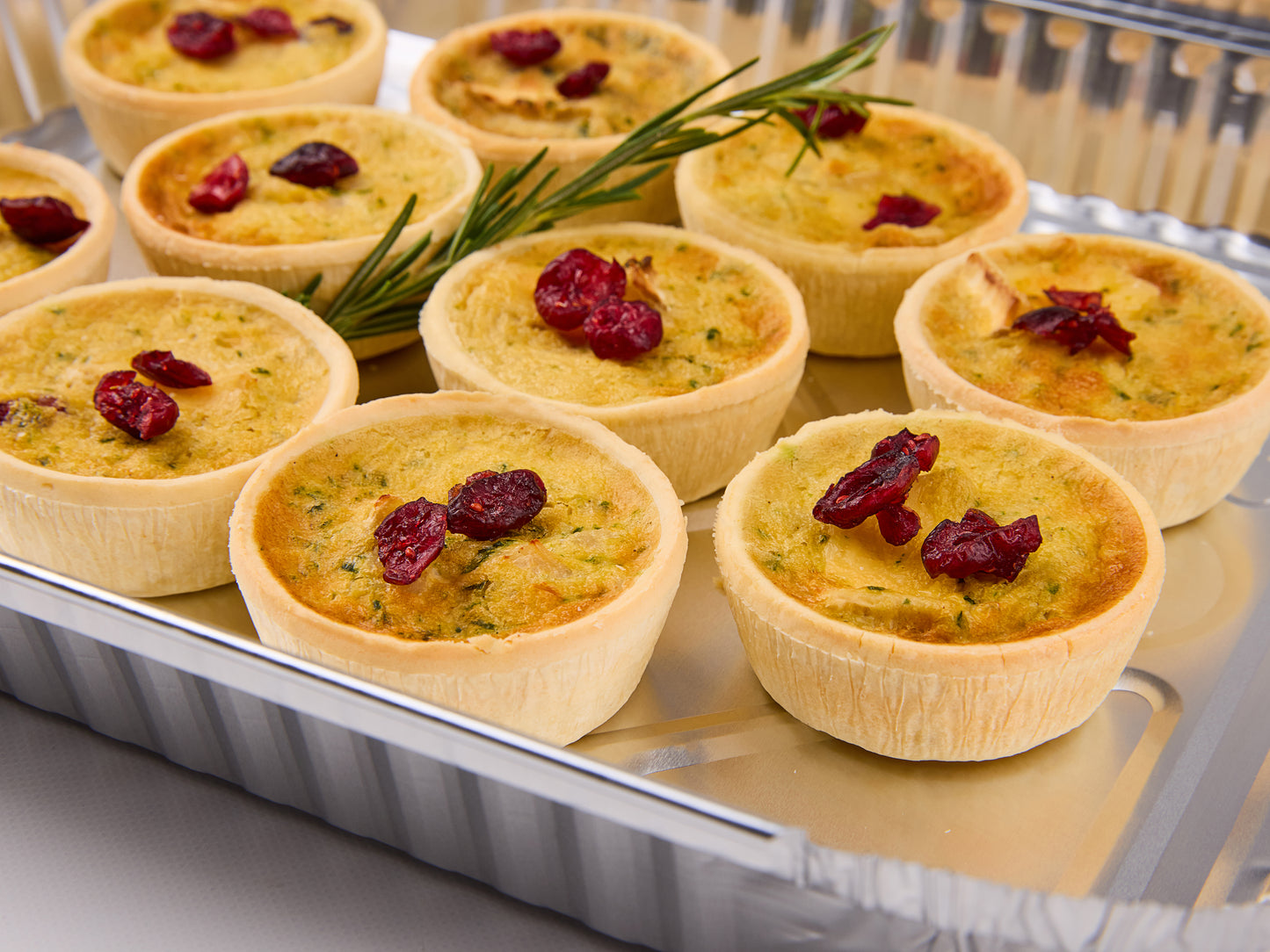 Smoked turkey brie and cranberry quiche
