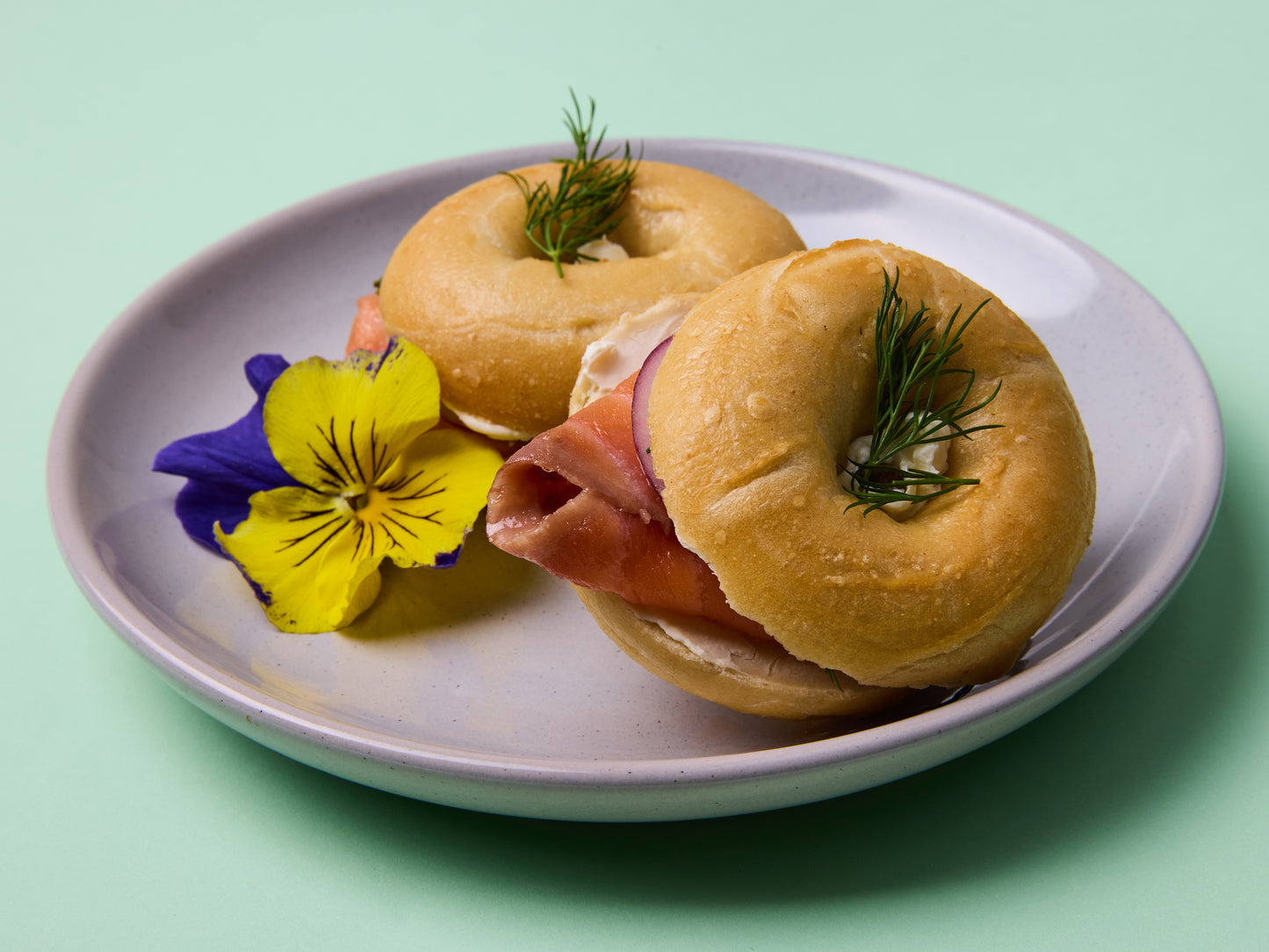 Smoked Salmon Bagels, Cream Cheese, Red Onion, Dil, Capers