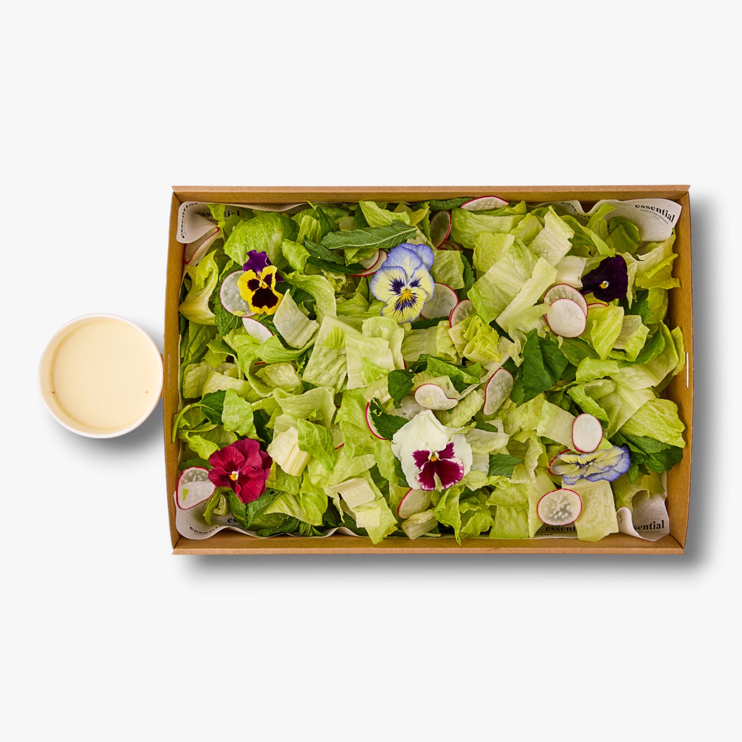 Cos leaves, radish, mint, with citrus dressing