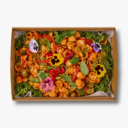 Roasted red capsicum & orecchiette pasta salad