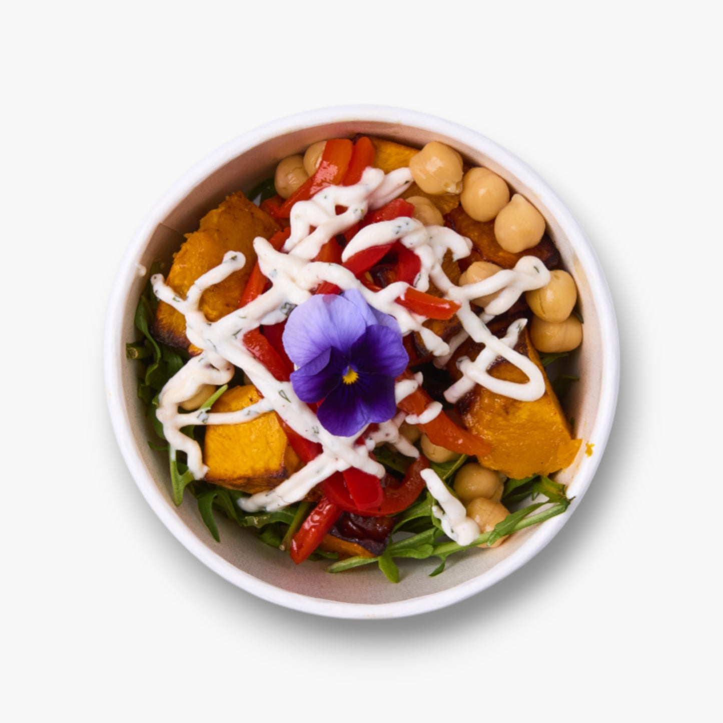 Roasted pumpkin, sweet potato, capsicum, chickpea, sumac yoghurt