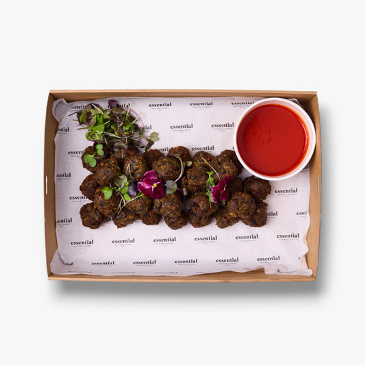 Lamb, Currant & Aleppo Pepper Polpette, Roasted Capsicum