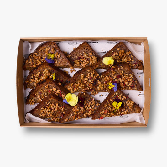 Pear & Raspberry Bread, Muesli Crumble, Maple Butter